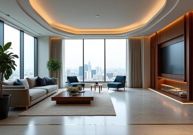 銀座のペントハウスのリビングルーム