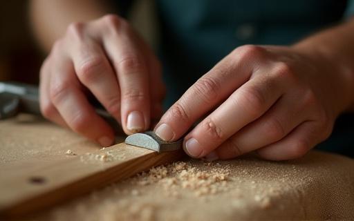 木材を丁寧に加工する職人の手元